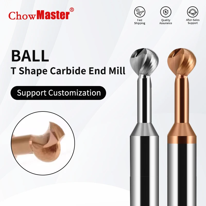 Chowmaster Tungsten Coated Lollipop Ball Cutter Alloy Arch Ball End Milling Cutter Forming Milling Cutter Ball R0.5-R10mm