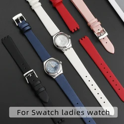 12mm Strap for Swatch Genuine Calf Leather Watch Band YSS306/LP131/LW143/LK292G Stainless Steel Clasp Women Business