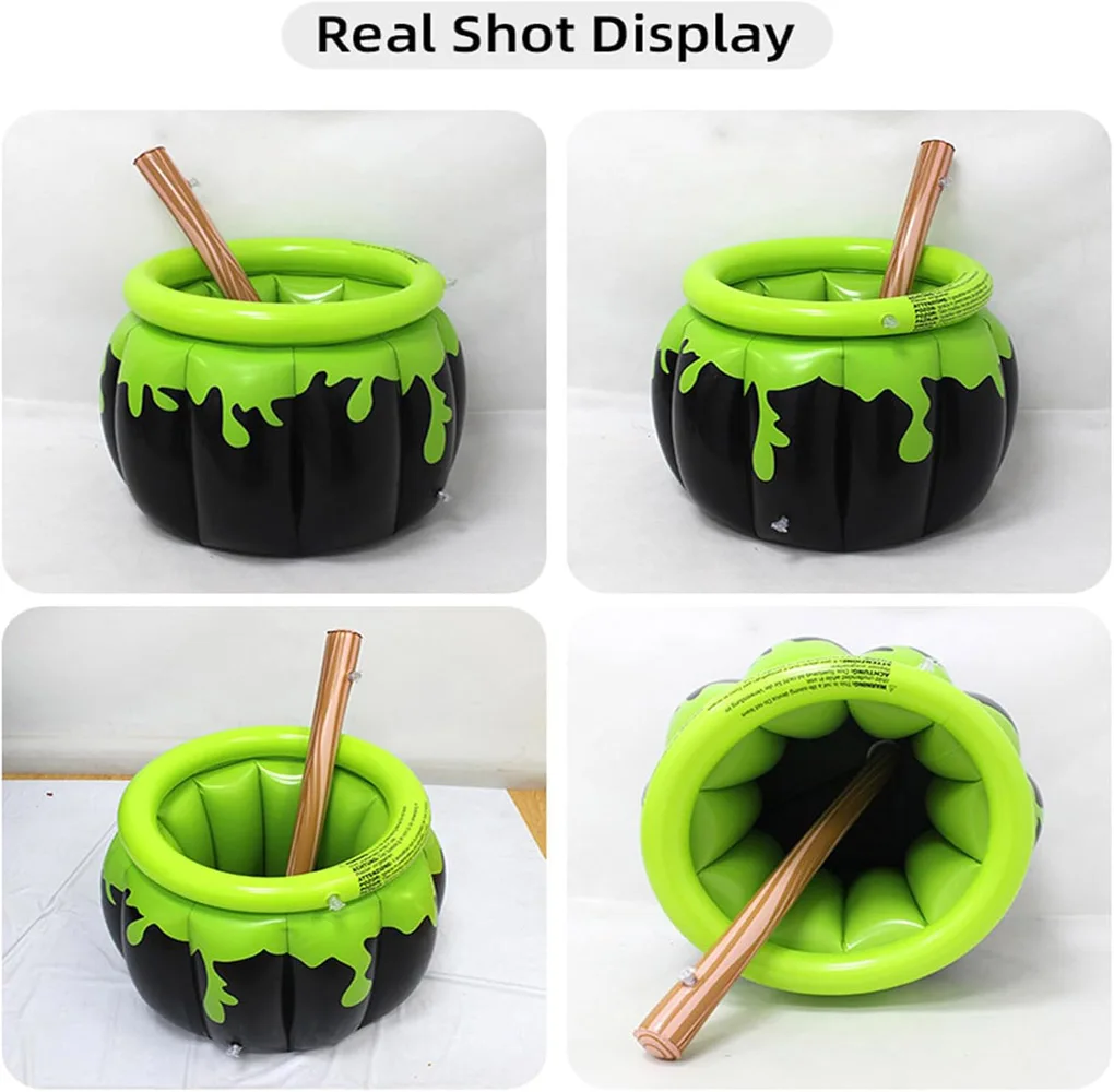 Halloween Witch Inflatable Ice Bucket,  Inflatable Cauldron Ice Bucket for Swimming Pool Halloween Party Photo Prop Decoration