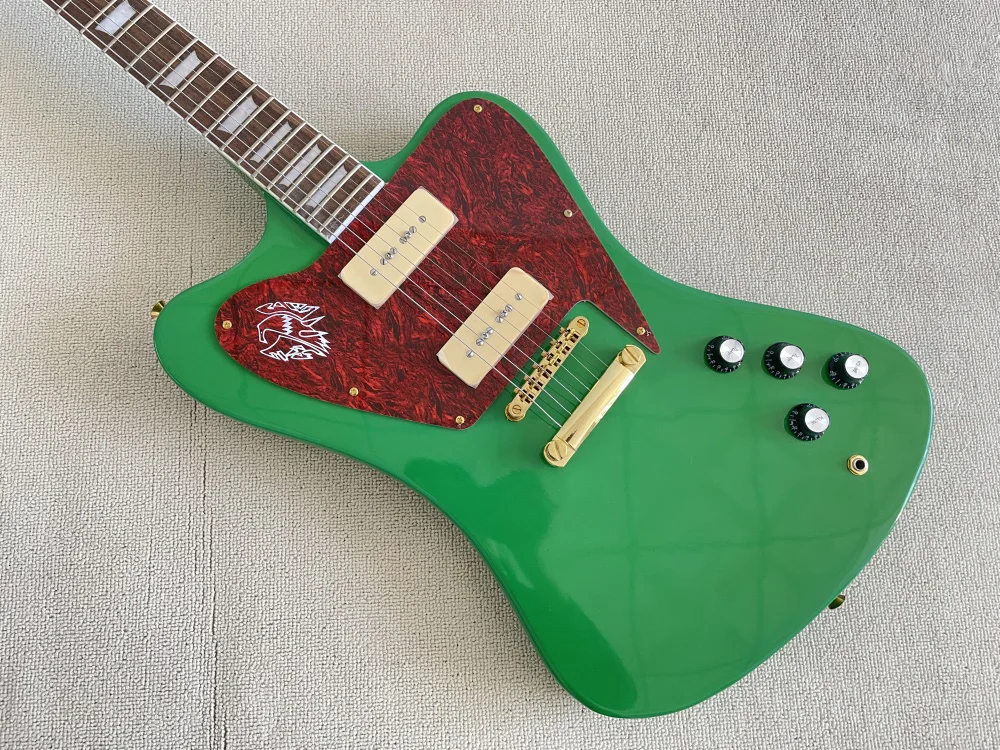 Electric Guitar Fire bird, 6 strings, GREEN color, Well crafted，Rosewood Fingerboard，High Quality, In Stock, Fast Shipping