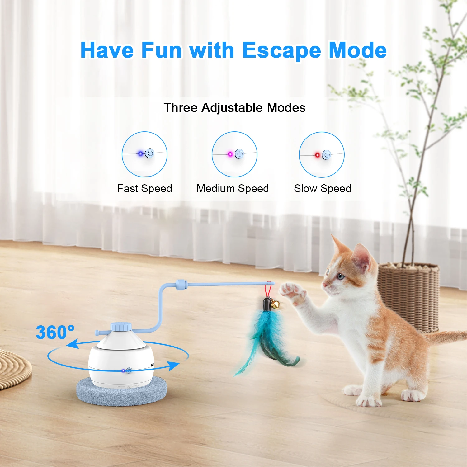 

Interactive Automatic Rotating Electric Cat Toy with Roller Tracks, Ball, Butterfly, Feather – Funny Kitten Toy Cat Accessories