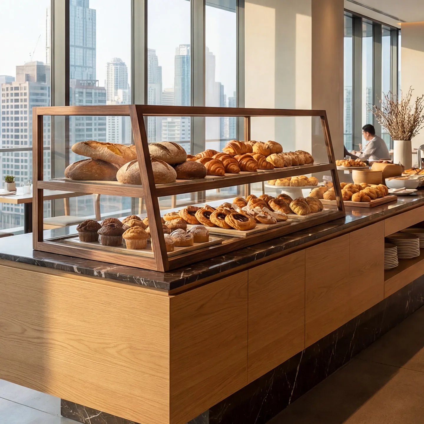 Desktop Solid Wood Bread Display Cabinet Multi-layer Storage Display Cabinet Commercial Shelf Desktop Small Bakery