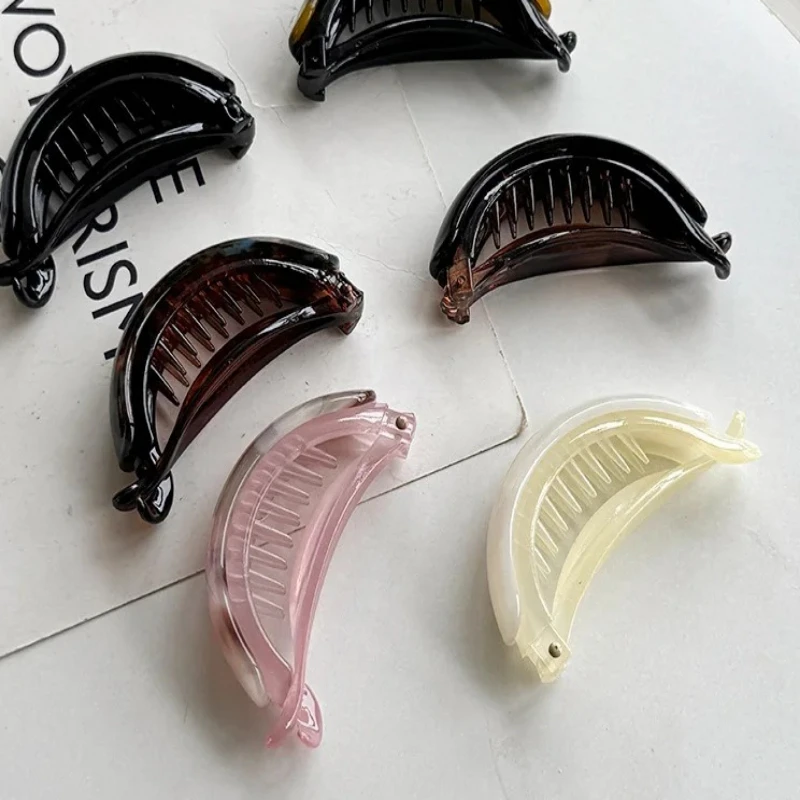 1pc Korean Acetate High Ponytail Holder Minimalist Back of Head Hair Claw Twist Banana Clip Horizontal Top Pin