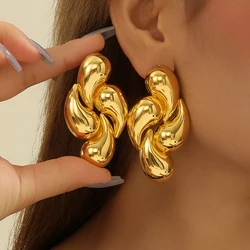 Kinitial Geometric Exaggerated Stud Earrings Women Big Trendy Earrings Female Party Gifts Accessories