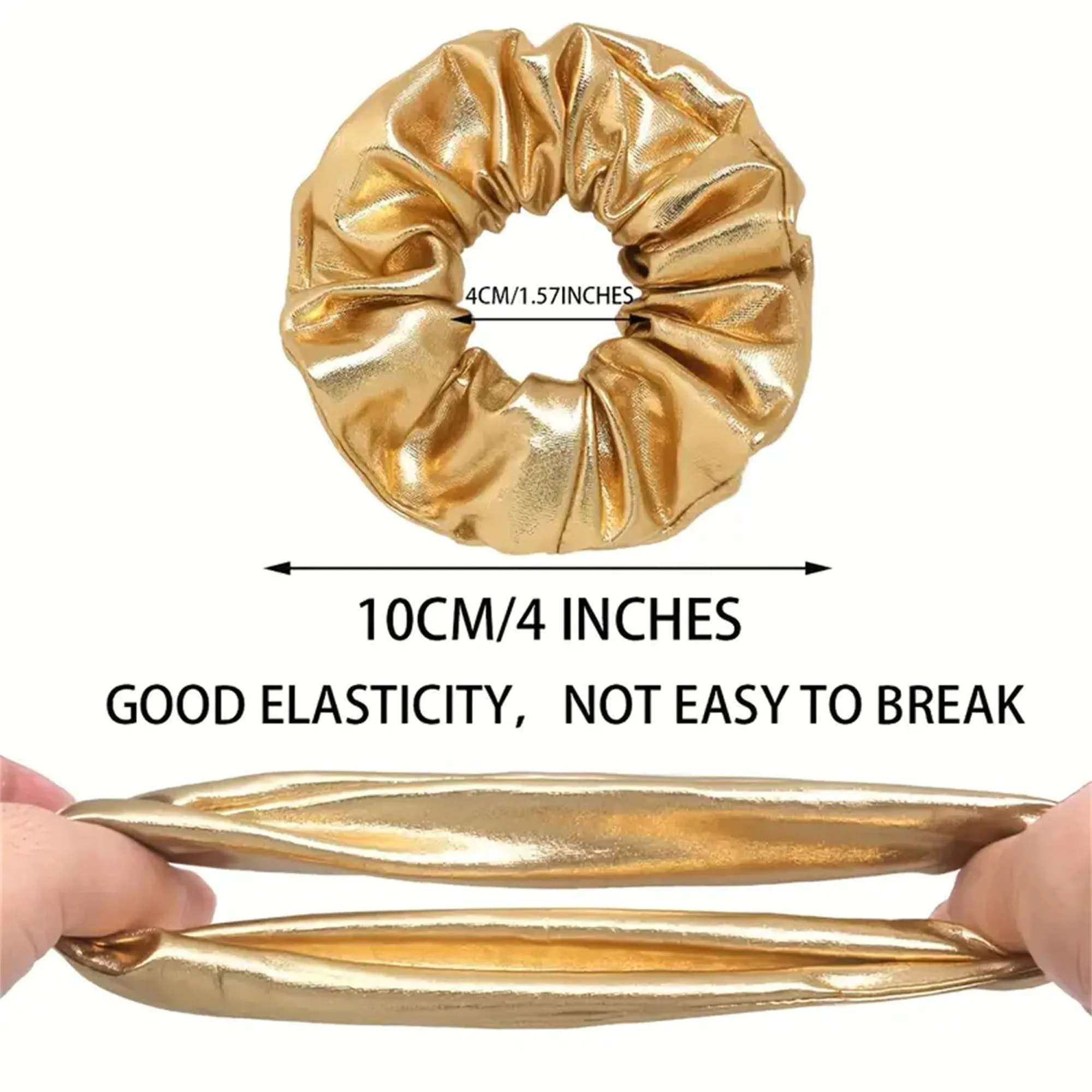 6Pcs/20Pcs Metallic Silver Gold Hair Scrunchies Wholesale Leather Cheerleading Scrunchies Girl Ponytail Holder Elastic Hair Band