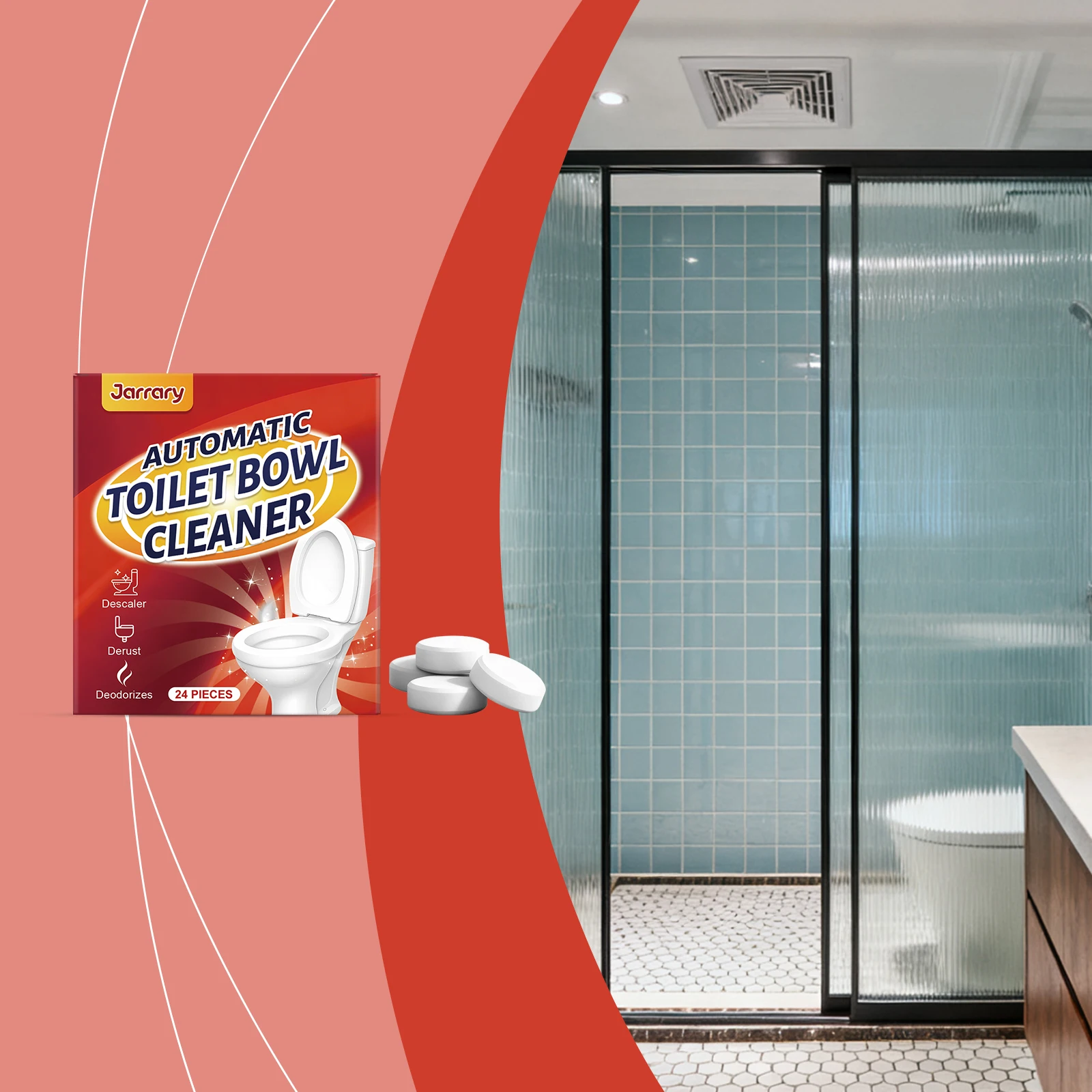 Scented Toilet Cleaning Tablets, Powerful Toilet Bowl Stain & Dirt Remover, Effervescent Formula Cleans & Deodorizes, Leaves Toilet Bowl Sparkling Bright Fresh & Comforting Fragrance, Daily Bathroom Toilet Hygiene Care Tabs for Tank & Bowl