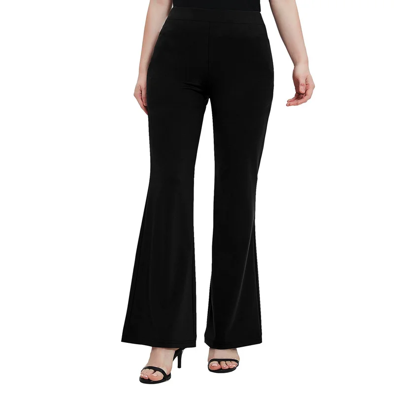 

2026 Plus Size Women Elastic Waist Flare Pants Hide Belly