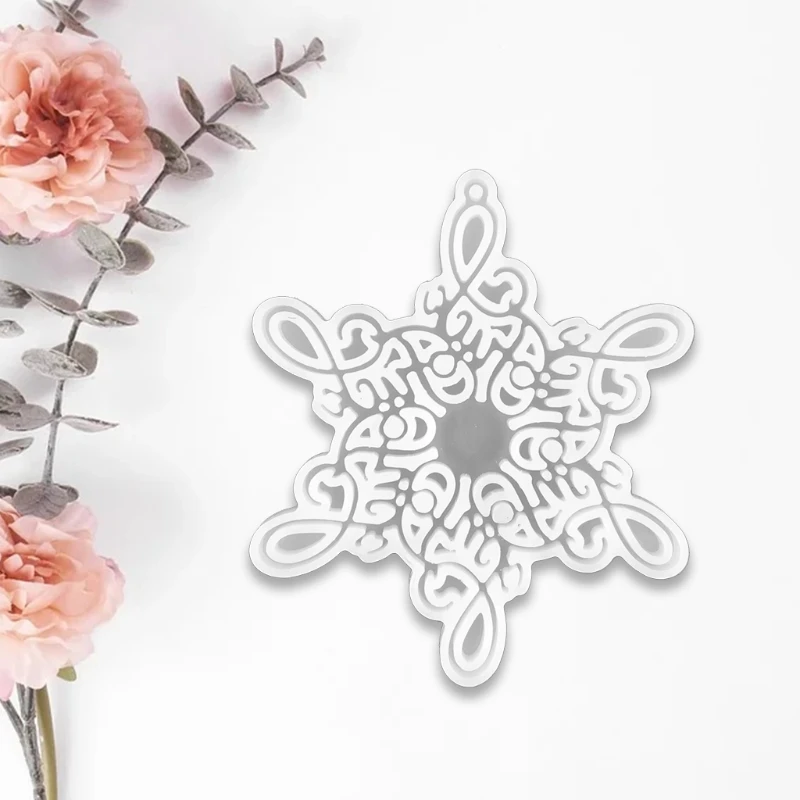 Snowflake Keychain Epoxy Resin Mold with Hole Keyring Pendant Mold for Women Men NEW