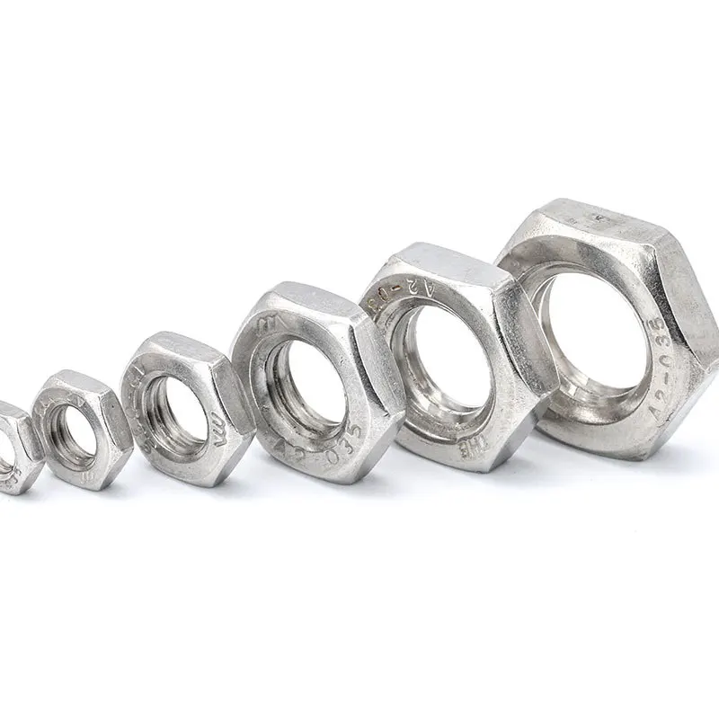 Thin Nut Metric M3~M20 Hex Hexagon Nuts 304 Stainless Steel Fastener for Bolts Screws