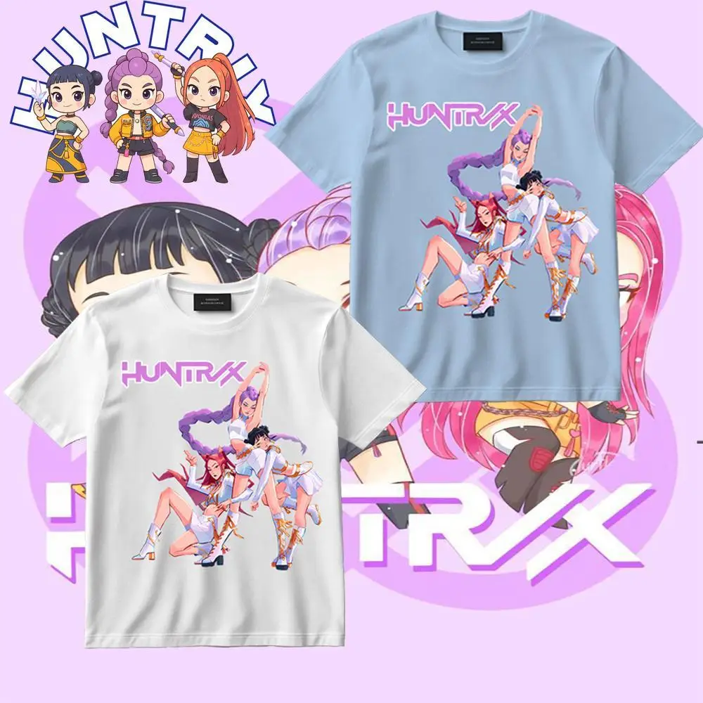 

Kpop Demon Hunters Children's T-shirt 2025 Cute Cartoon Casual Oversized Top Harajaku Unisex Hip-hop Trend Boys Girls Anime Tees