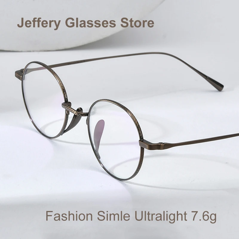 2023 Ultralight 7g Pure Titanium Glasses Frame Men Japanese Handmade Oval Eyeglasses Women Prescription Optical Eyewear Gafas