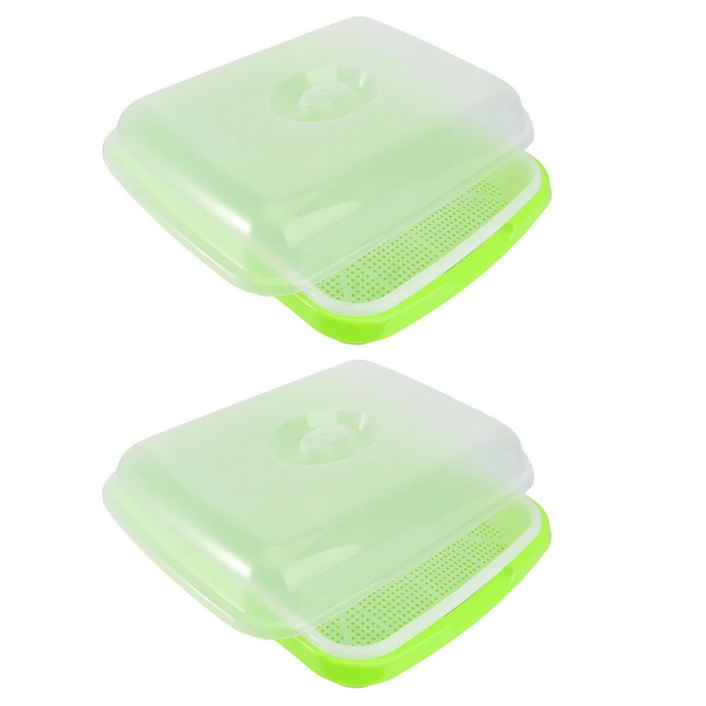 

2Sets Sprout Trays Heat Moisture Preserving Sprouter Tray for Wheatgrass Bean Growth Nursery Tray Starter Sprout Trays