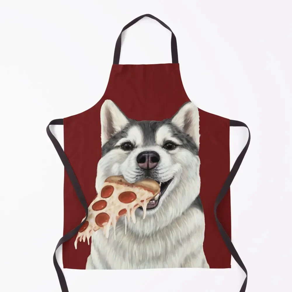 

Husky eating pizza - dog with a slice of pizza Apron Home Utensils Kitchen on the wall kitchen clothes Apron