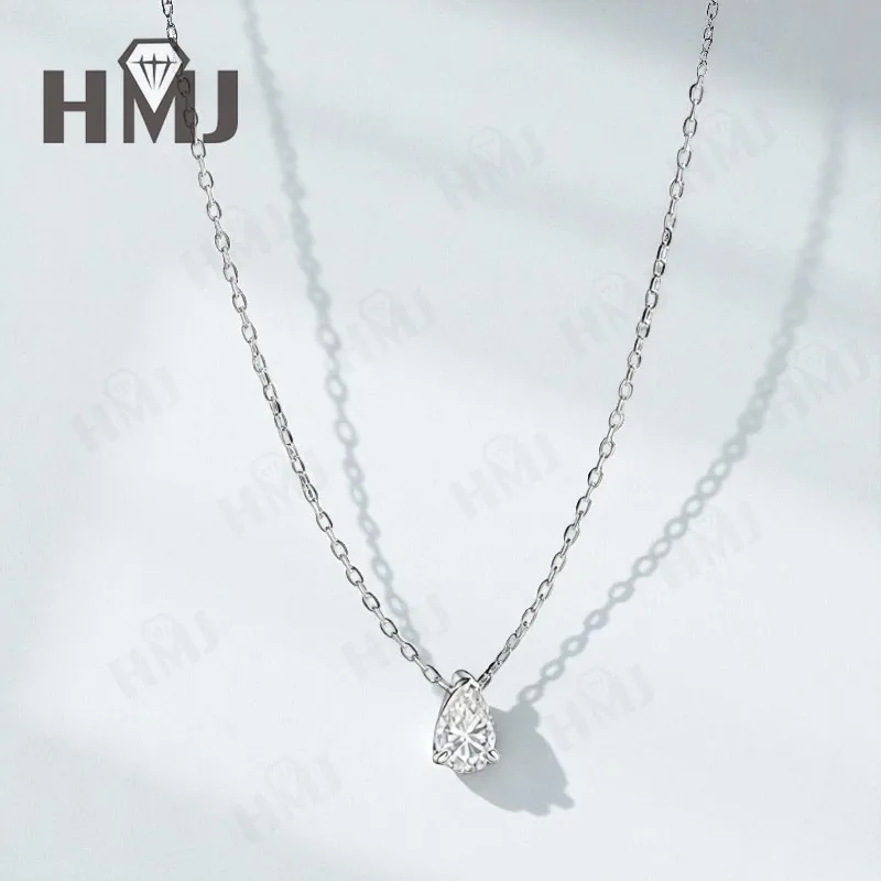 Moissanit-Halskette mit 1/2/3/4 Karat D-Farbe Birnenförmiger Moissanit S925 Vergoldete Kette in Weiß, Gelb oder Roségold für Damen, Verlobung, Alltag und Charme – Detail 14
