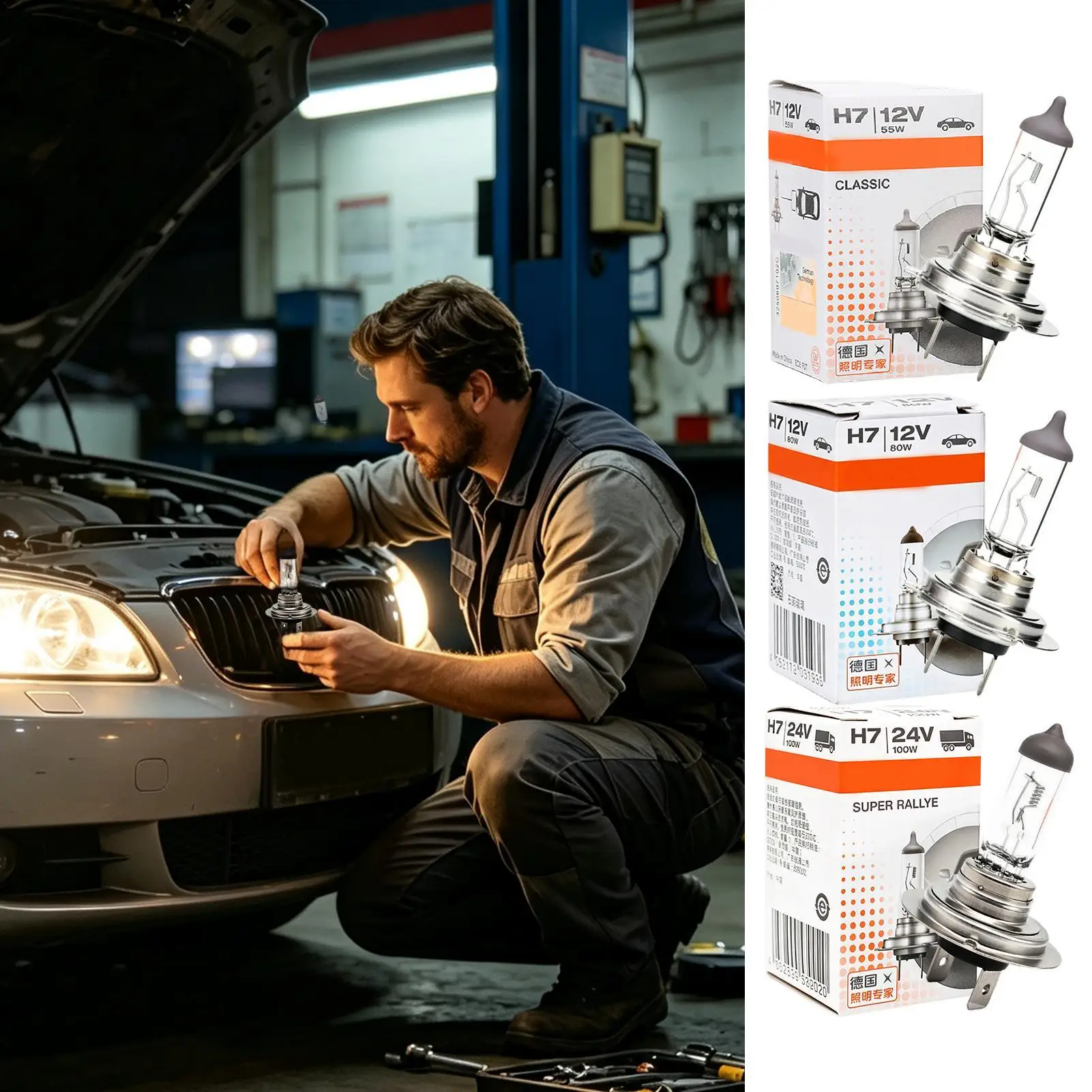 Headlight Bulb Replacement Universal Weatherproof Anti-Shock Head Lamps Night Driving Warning Light For Roadtrip Commute Travel