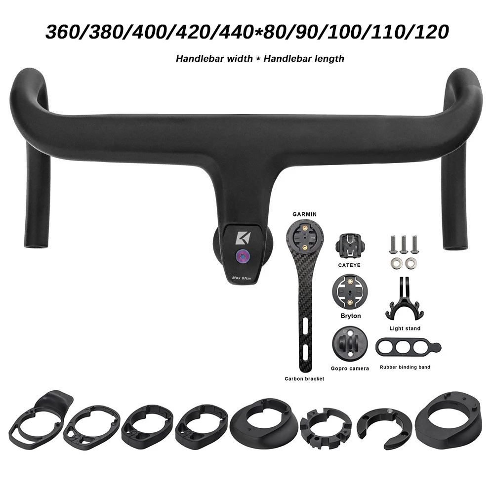 

Road Handlebar Carbon Handlebar Road Bike Integrated Route Bicycle Steering Wheel Drop Handlebar 360/380/400/420/440mm Parts