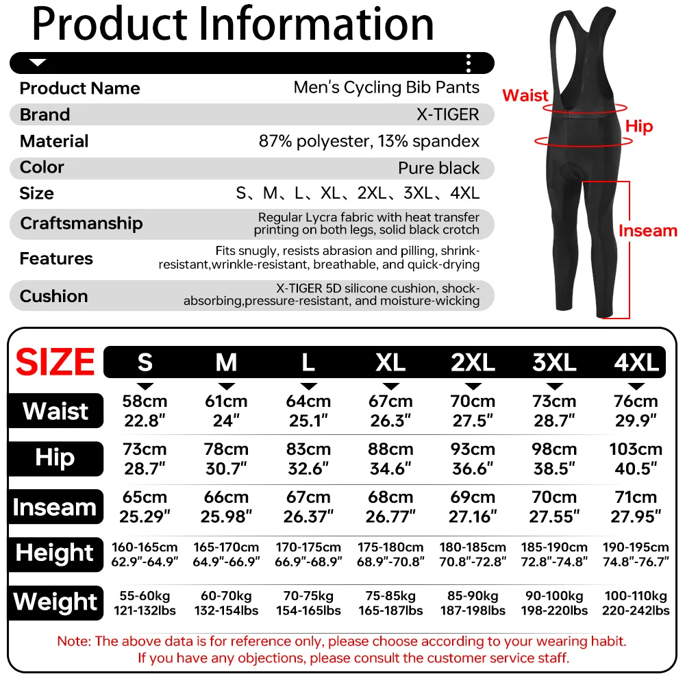 X‑TIGER Herren Radsport-Trägerhose 5D Coolmax Gel-Gepolsterte Lange Trägerhose Atmungsaktive Netzgurte Anti-UV Schnelltrocknende Rennradhose – Detail 3