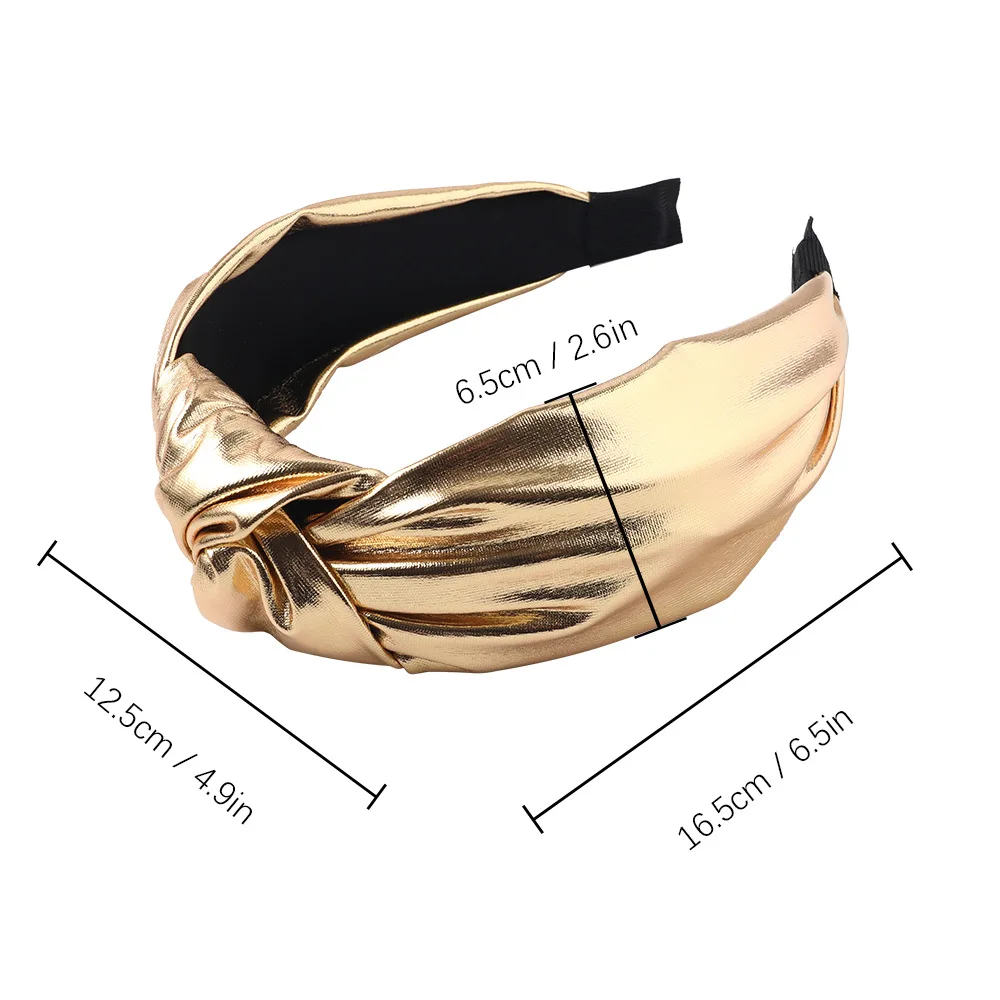 New bright PU fabric middle tie a knot headband Fashion Ladies Elegant Solid Color Girl Headband Headwear Accessories