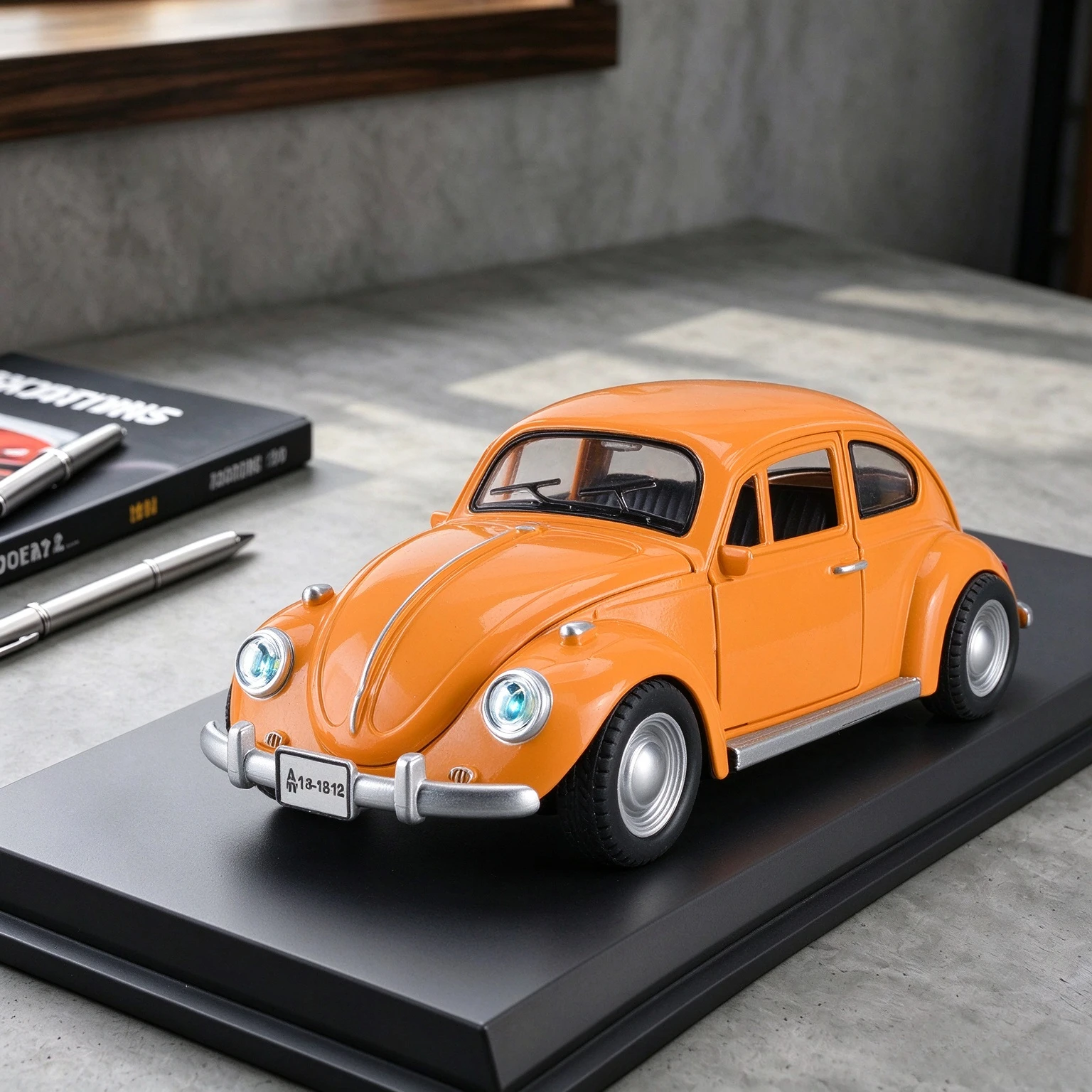 1:18 1955 Beetle Classic Car Simulation Diecast Metal Alloy Model car Sound Light Pull Back Collection Gifts