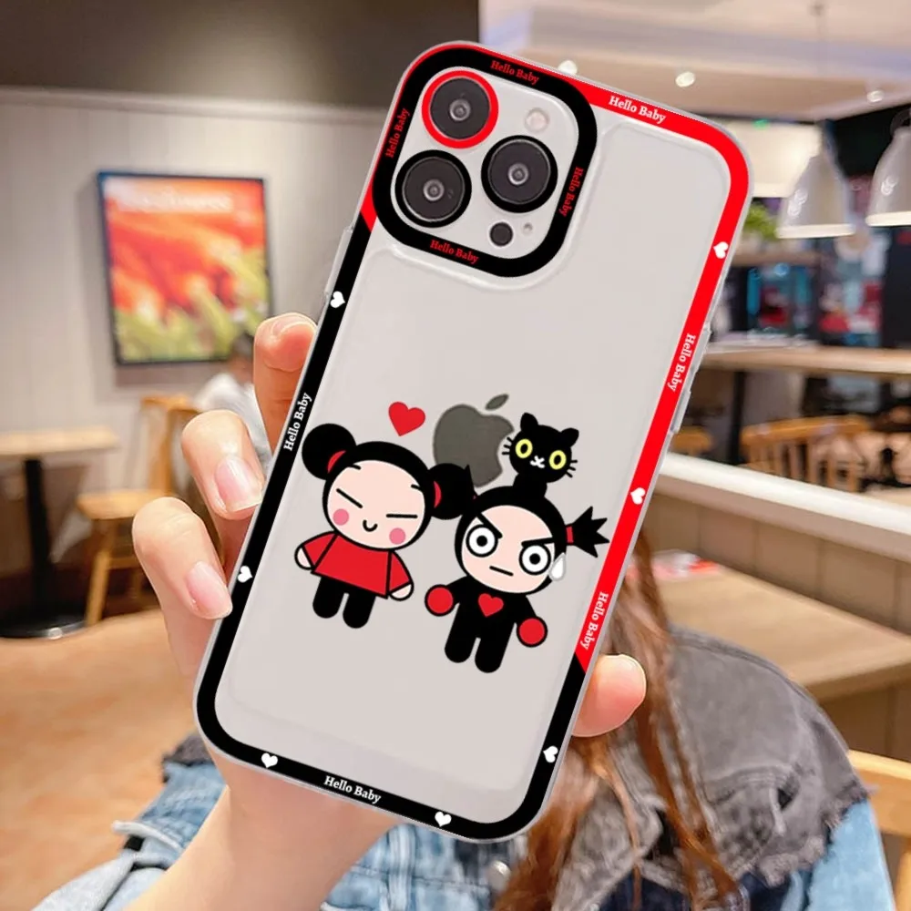 Custodia per telefono Cartoon Pucca Garu per iPhone 15 14 13 12 11 Pro Max XS X XR Mini Cover protettiva