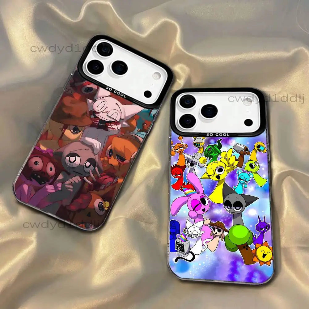 

S-Sprunki Cartoon Phone Case For iPhone 17,16,15,14,13,12,11,X,8,7,Pro,Max,Plus,SE4,Air,Mini IMD Gray Hard Matte