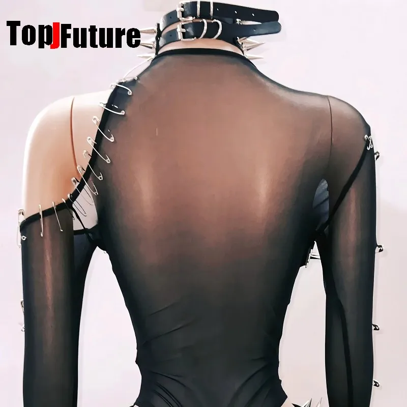 Women Subculture Dark Gothic Punk Rivet Metal Pointed Collar Necklace E-girl Rave Concert Alternative Fashion Accessories