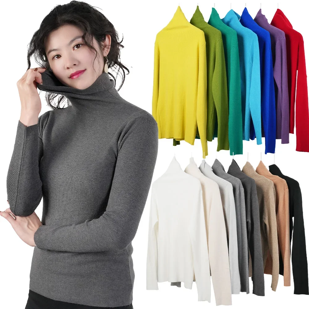 Turtleneck Sweater Women Pullover Knitwear Slim Jumpers Long Sleeve Autumn Winter Warm Tops Woman Sweaters Clothing Jersey