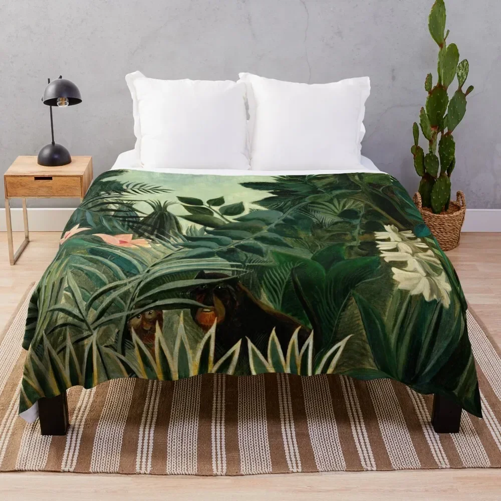 

The Equatorial Jungle - Henri Rousseau Throw Blanket Fluffy Cozy Throw Blanket for Home Decor