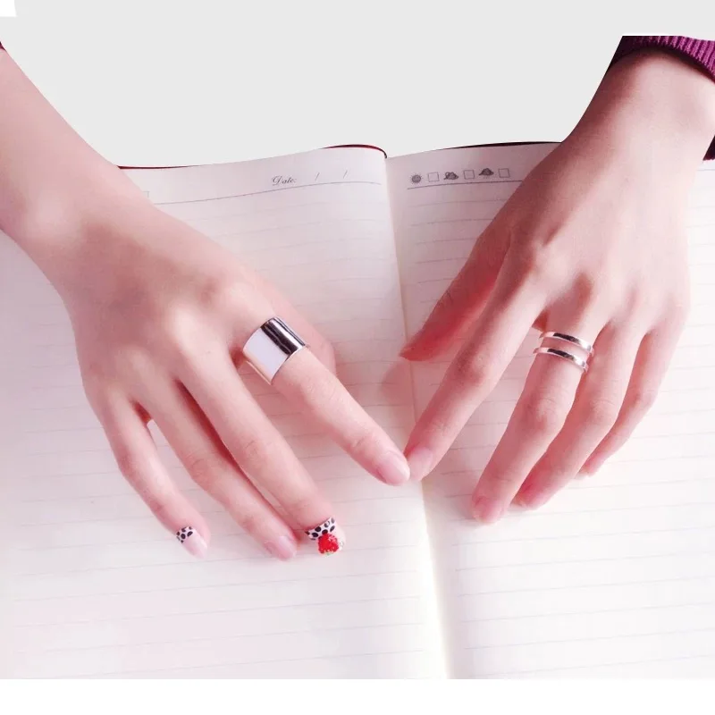925 Sterling Silver Rings for Women Men Couple Minimalist Handmade Simple Wide Ring Party Jewelry Gift Prevent Allergy