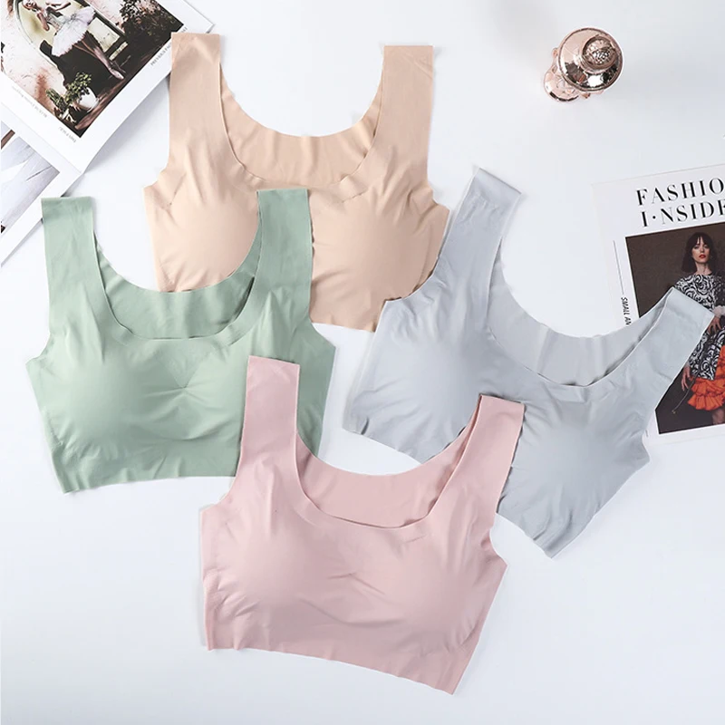 Ice Silk Sleep Bra for Women Sexy Lingerie Seamless Vest Women Underwear Yoga Sports Bralette Нижнее Белье Женское