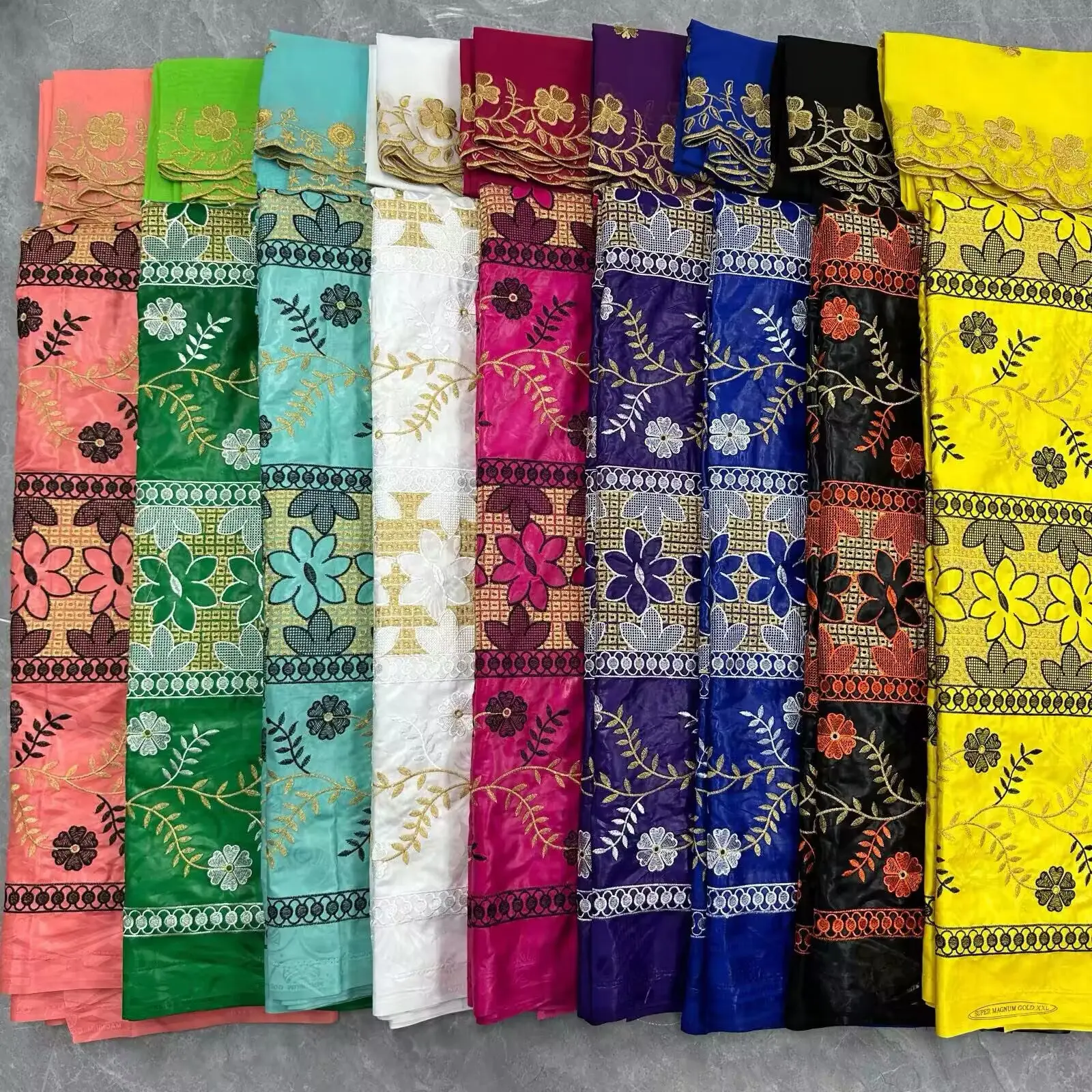 

Высококачественная африканская ткань Базин Брокада Ричер Гезнер из хлопка с вышивкой, кружевная ткань для пошива свадебных платьев, 2026 год