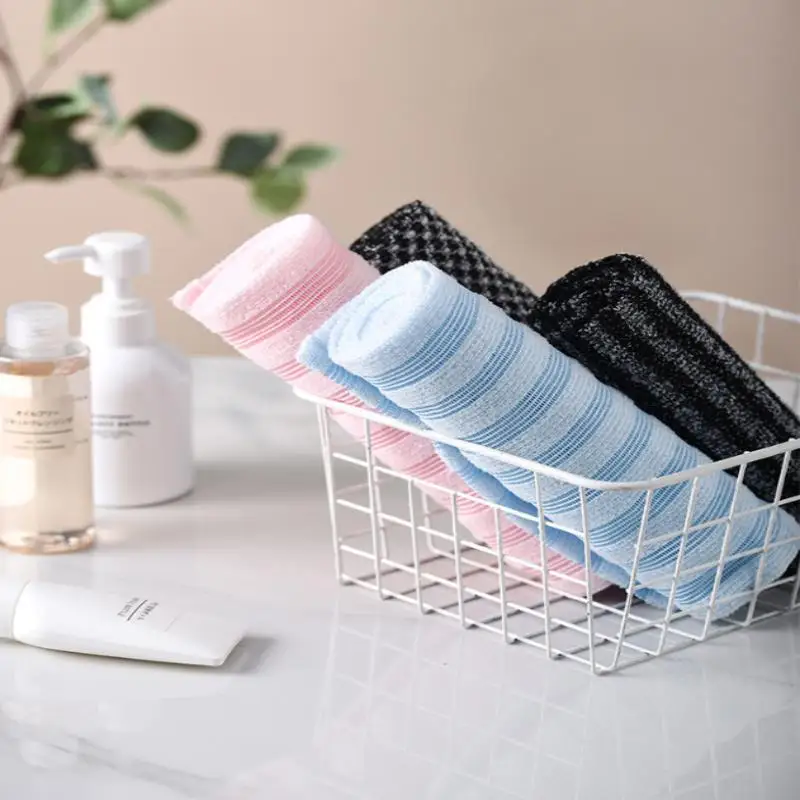 Toallita exfoliante para la espalda, toalla de baño de espuma para ducha, toalla larga para hombres y mujeres