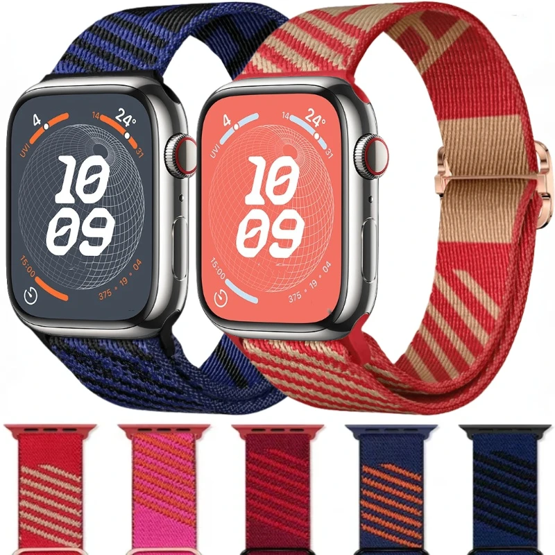 Nylon Loop Strap For Apple Watch 10 42/46mm Band 45mm 44mm 42mm 41mm 40mm Fabric Bracelet iWatch Ultra/2 9 8 7 6 5 4 3 SE Belt