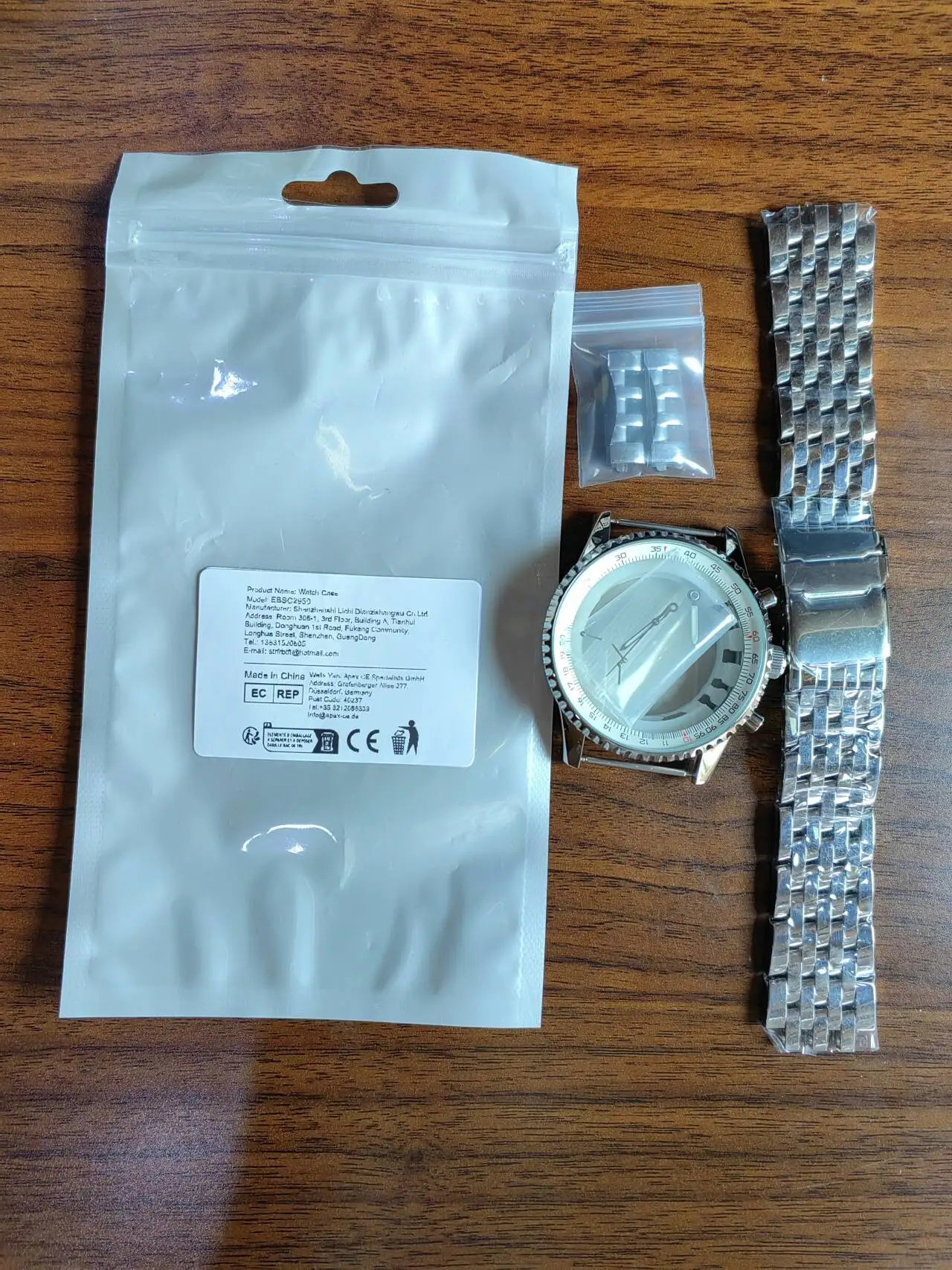 

46.5MM Steel Case 3ATM Mineral Glass Incert Ring 6-Needle Watch Hands 24mm Strap For Japan VK63 Quartz Movement Modifying Parts