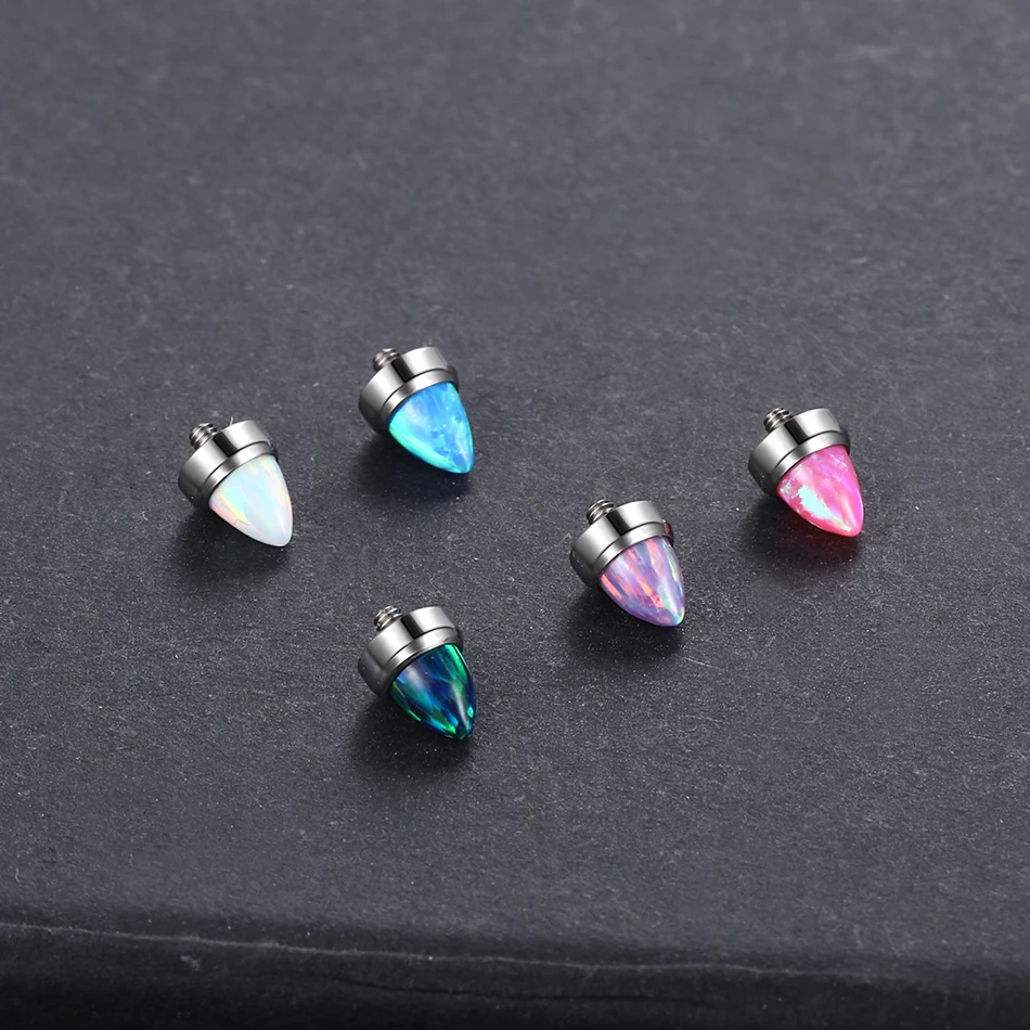 Titanium Claw Set Opal Bullet Dermal Top Piercings
