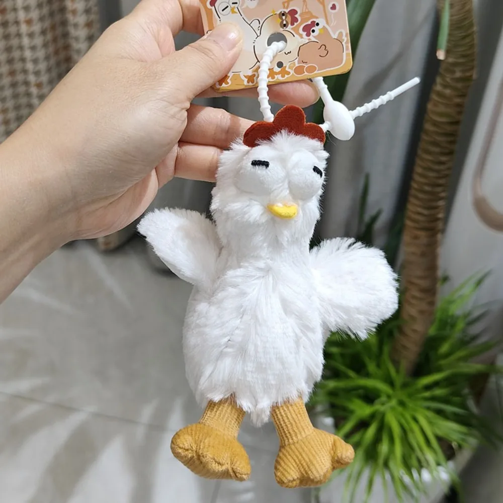 Simpatico portachiavi in peluche da 12 cm con strato stridulo, pollo in peluche, ciondolo per borsa, regalo