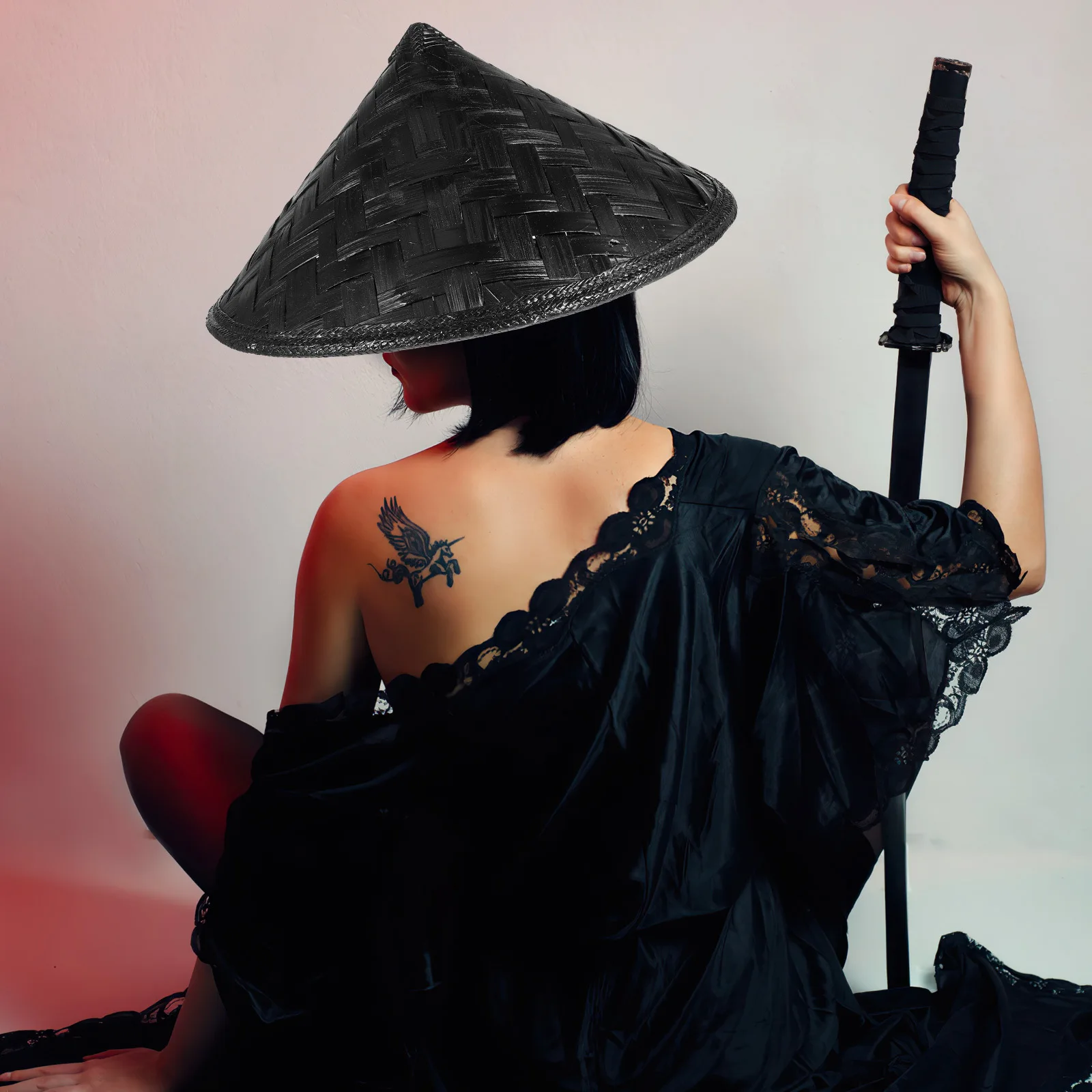 

Simple Prop Hat Bamboo Woven Asian Straw Hat for Cosplay Ninja Japanese Festival Party Decor Knight Costume Accessory