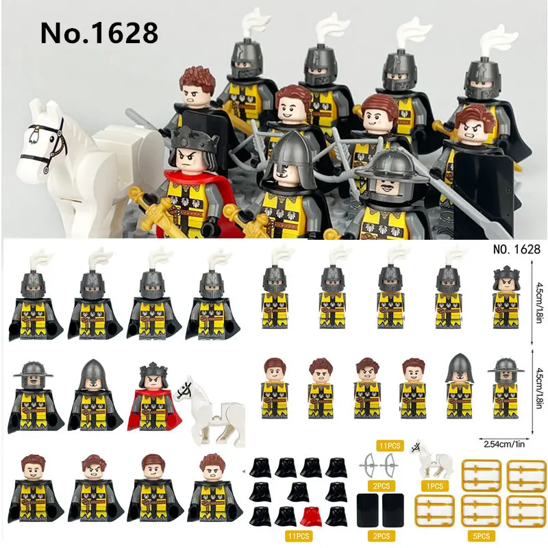 NEW Medieval Warfare Roman Soldier Building Blocks Doll Temple Knight Golden Accessories Mini Action Figures For Children Toys