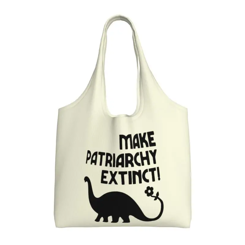 

Make Patriarchy Extinct Shopping Bag Women Portable Large Capacity Groceries Shopper Tote Bags