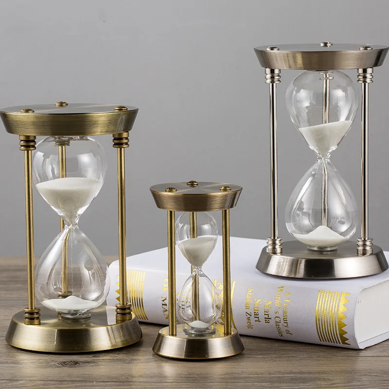 3/5/10/15/30 Minutes European Retro Metal Hourglass Timer Living Room Office Desktop Decoration Sand Clock Ornaments Sandglass