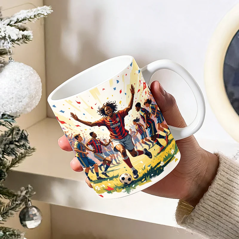 Football Championship Celebration Coffee Mug,Victorious Team Players Cheering Ceramic Cup,11oz Glory Victory Fan Daily Drinkware