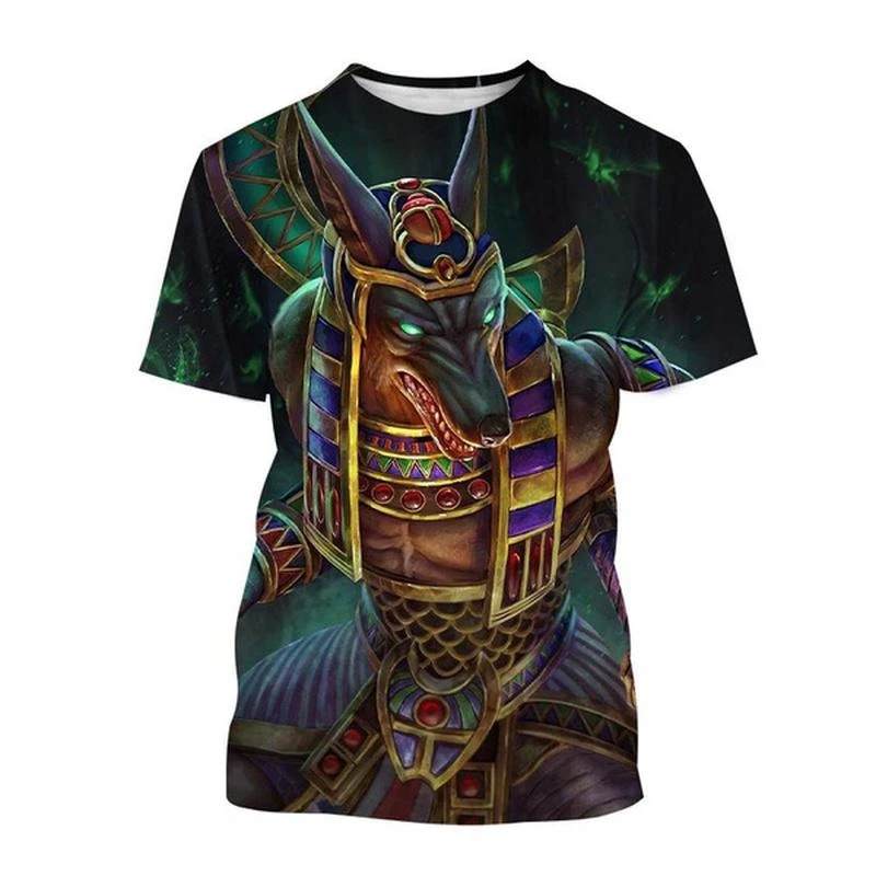 Hot Sale Grim Reaper Anubis 3D Printed T Shirt Ancient Egyptian Pharaoh Anubis God Eye of Egypt Pharaoh Unisex Fashion T-shirt