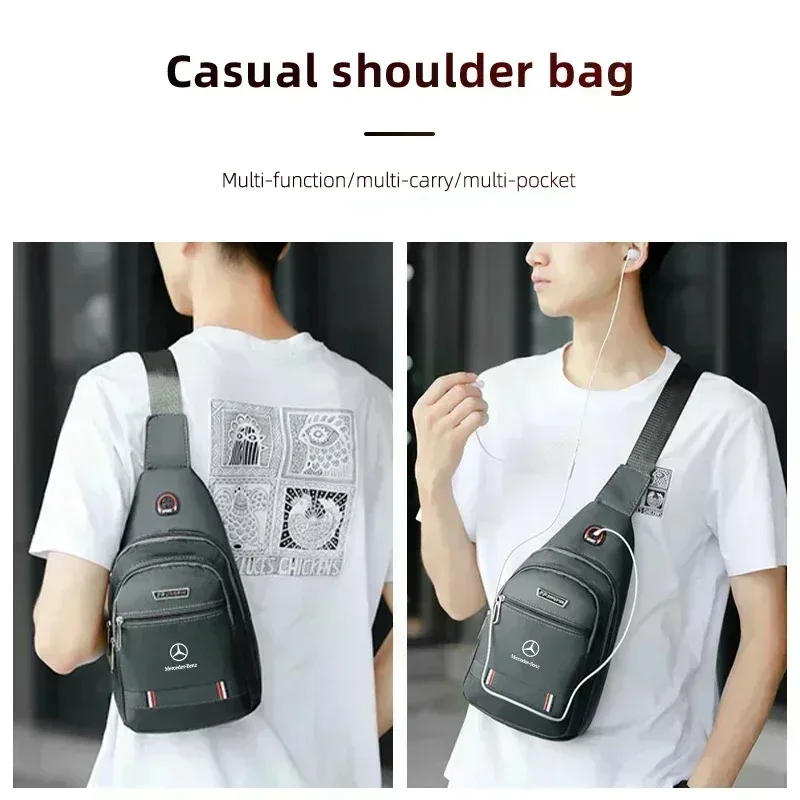 Men Chest Bag Crossbody Pack Single Shoulder Backpack Waterproof For Mercedes Benz AMG A C E Class W201 W210 W108 W204 W205 W203