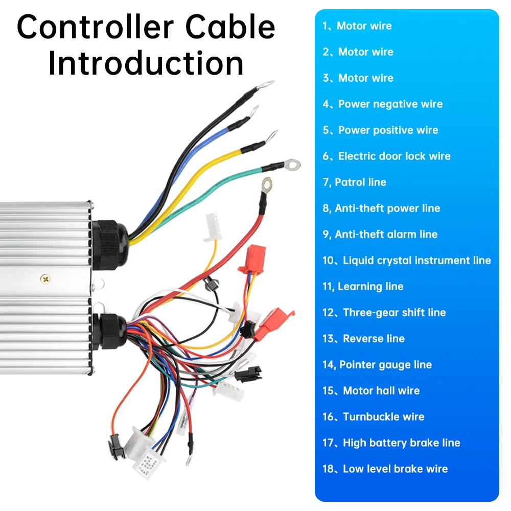 48V 60V 72V 84V 2000W-3000W 複列 18 チューブブラシレスコントローラ電動自転車/電動自転車/三輪車/オートバイ用