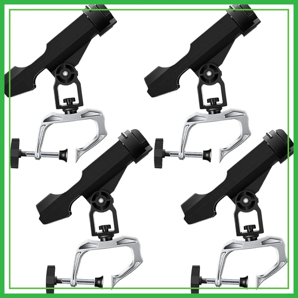 

4 Pcs Fishing Rod Holders 360° Adjustable Folding with Large Clamp for Boat Trolling Kayak Canoe Dock