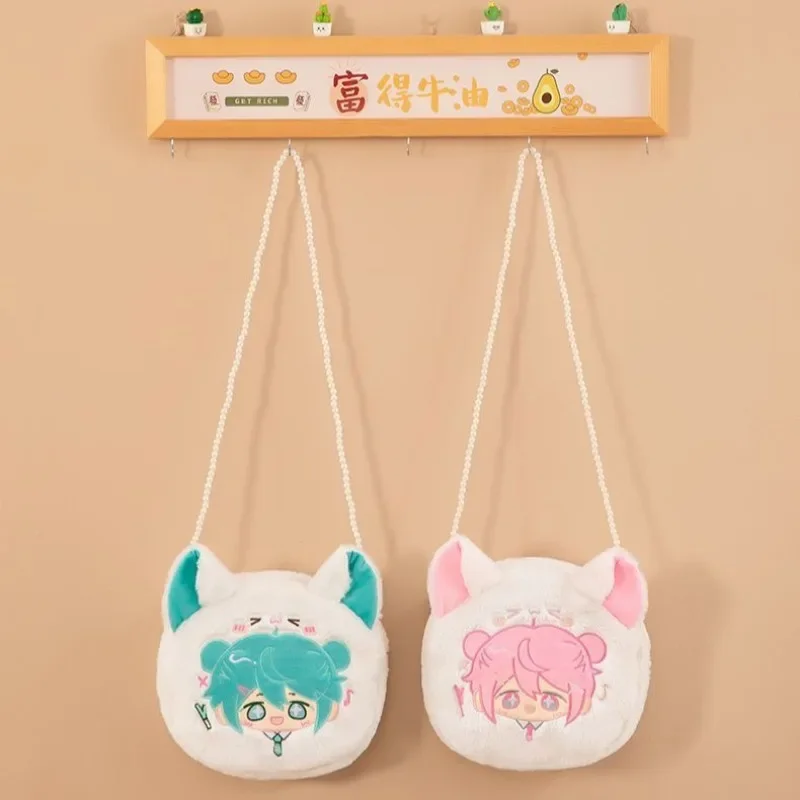 Kawaii Anime Cartoon Hatsune Miku Plush Shoulder Bag Crossbody Bag Coin Purse Storage Mobile Phone Earphone Girls Birthday Gift