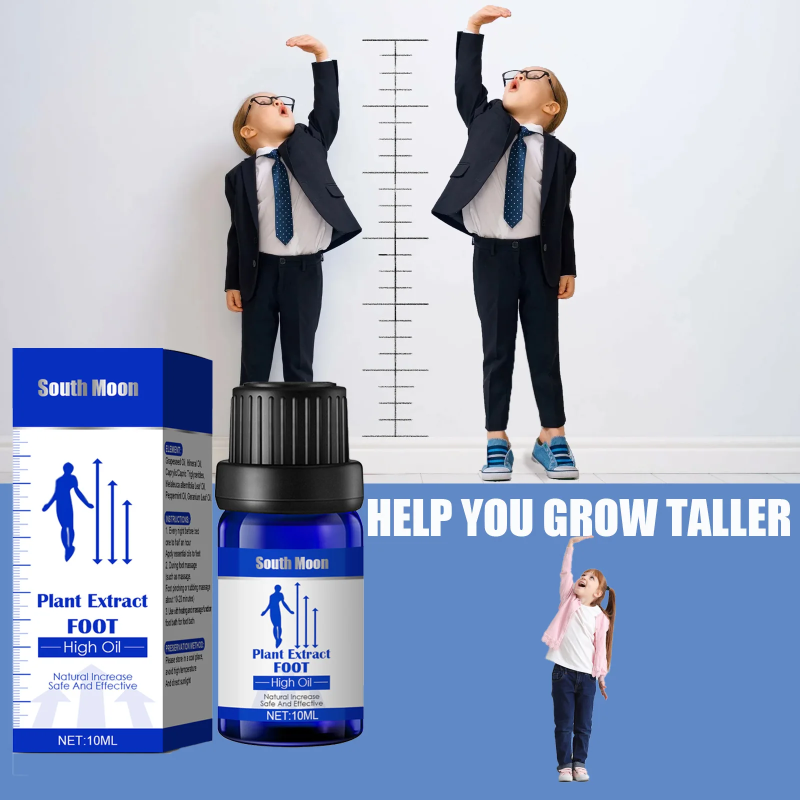 

Natural Height Growth Booster Plant Oil Plantar Massage Essential Oil Product Foot Health Care Kids Adult Bone Height Increaser