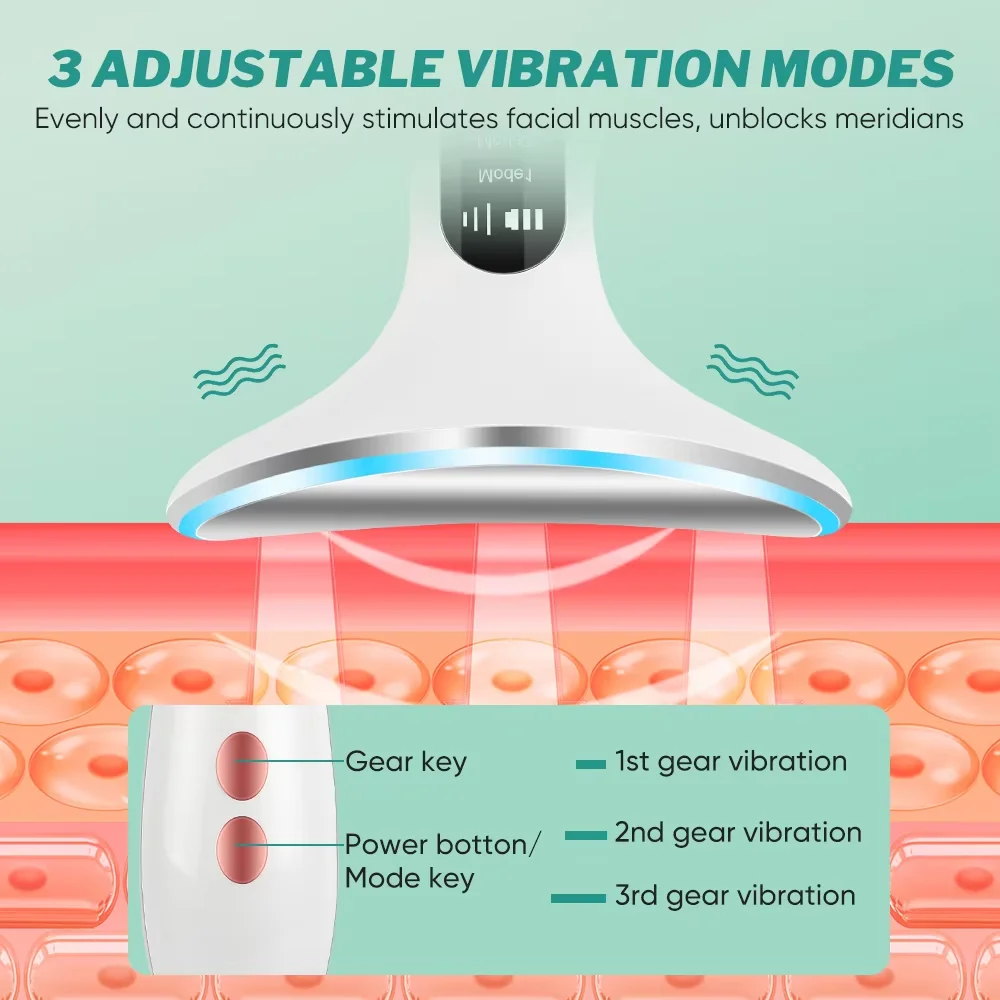 3-in-1 LED 페이셜 마사지 페이스 리프팅 머신 페이셜 넥 마사지 안티 에이징 링클 스킨 홈 페이셜 마사지 뷰티 도구