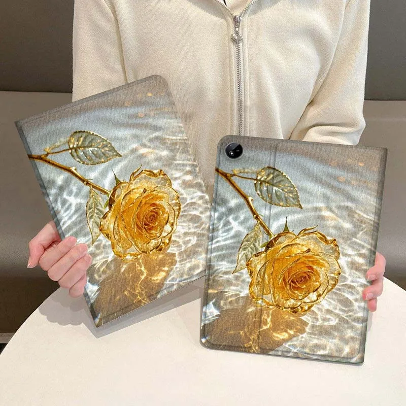 

Yellow Rose Art Pattern For Vivo IQOO Pad2 Pad3 Pad5 Air SE Pro 12.1 12.3 13 11.5 11 inch Tablet Case