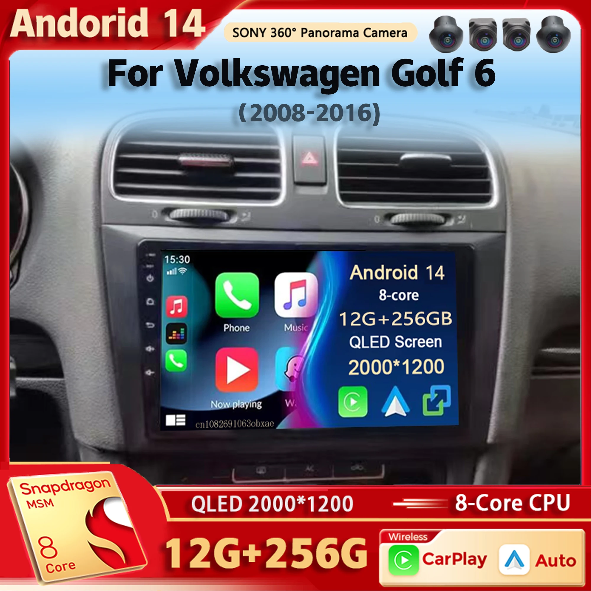 

Android 14 Car Radio Multimedia Player For Volkswagen Golf 6 2008 - 2016 Auto Carplay Car Stereo DSP wifi+4G Ai voice 2 Din BT